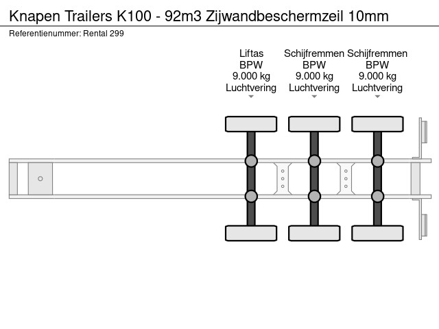 Knapen Trailers K100 - 92m3 Zijwandbeschermzeil 10mm - Image 17