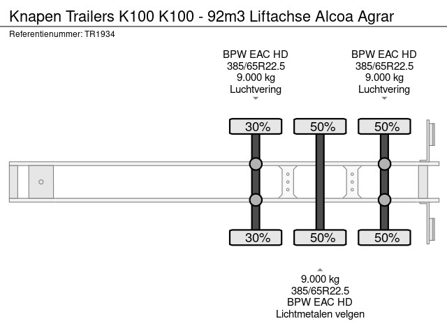 Knapen Trailers K100 - 92m3 Liftachse Alcoa Agrar - Image 9
