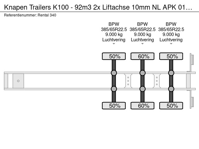 Knapen Trailers K100 - 92m3 2x Liftachse 10mm NL APK 01-2027 - Image 14