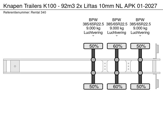 Knapen Trailers K100 - 92m3 2x Liftas 10mm NL APK 01-2027 - Image 14