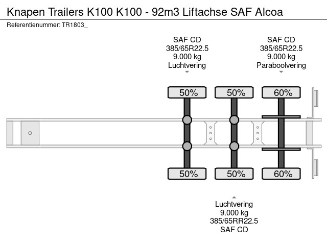 Knapen Trailers K100 - 92m3 Liftachse SAF Alcoa - Image 12